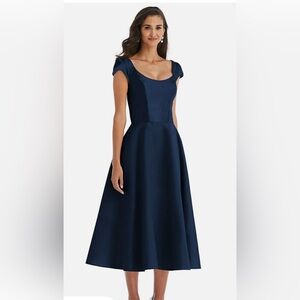 NWT ALFRED SUNG  Puff Cap Sleeve Full Skirt Satin Dress Size 12